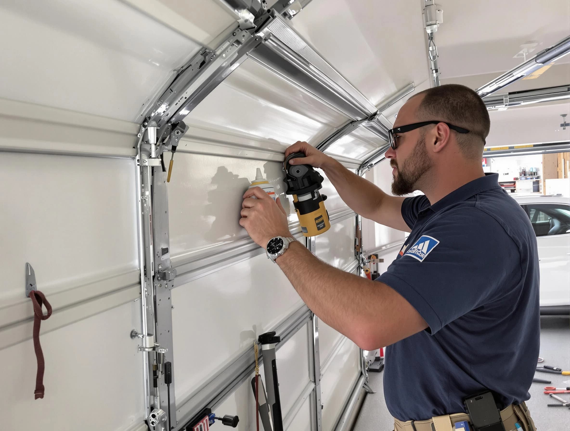 Durham Garage Door Repair technician performing comprehensive noise reduction service in Durham