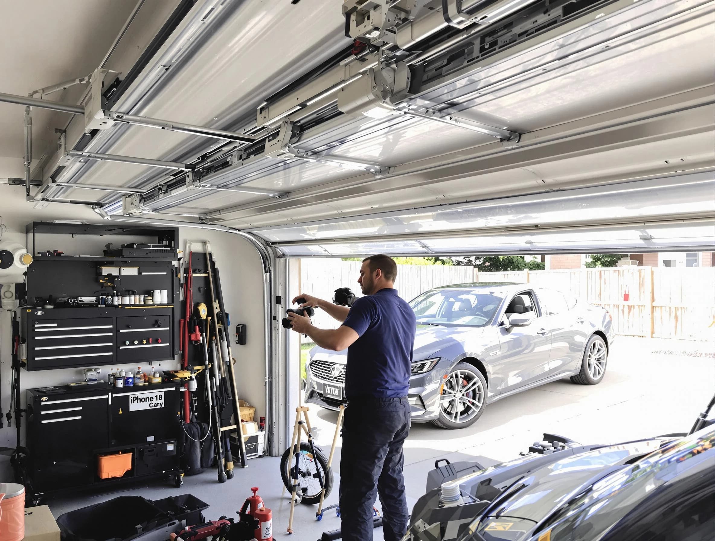 Durham Garage Door Repair technician fixing noisy garage door in Durham
