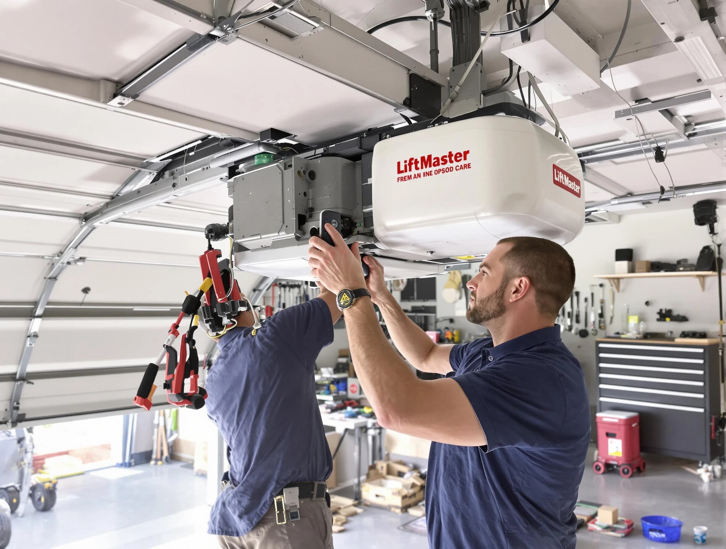 Durham Garage Door Repair technician performing advanced diagnostics on garage opener in Durham