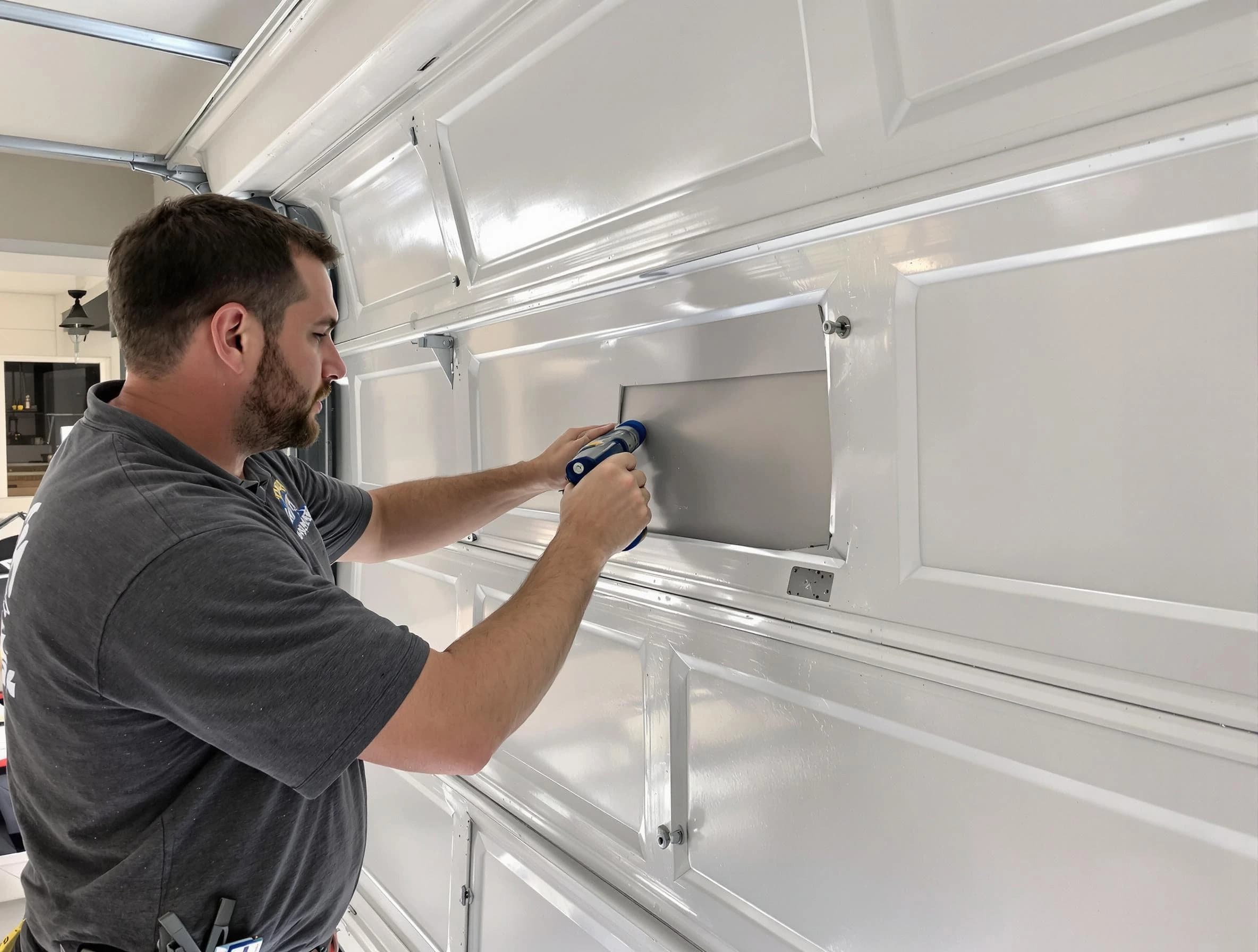 Garage door panel repair by Durham Garage Door Repair in Durham