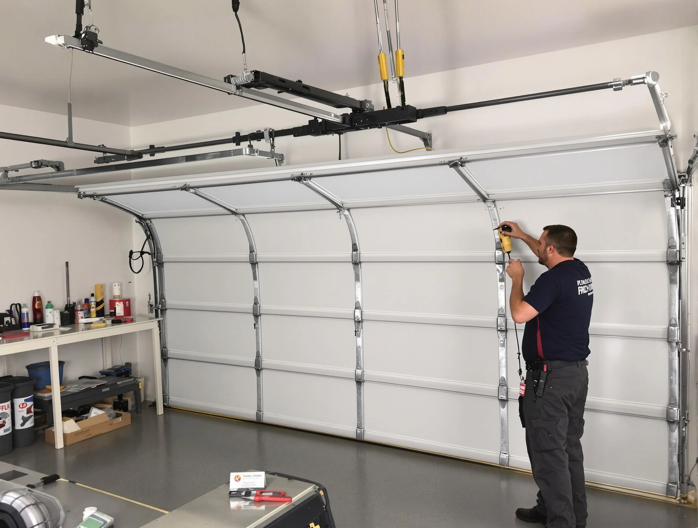 Durham Garage Door Repair certified technician performing overhead door system repair in Durham