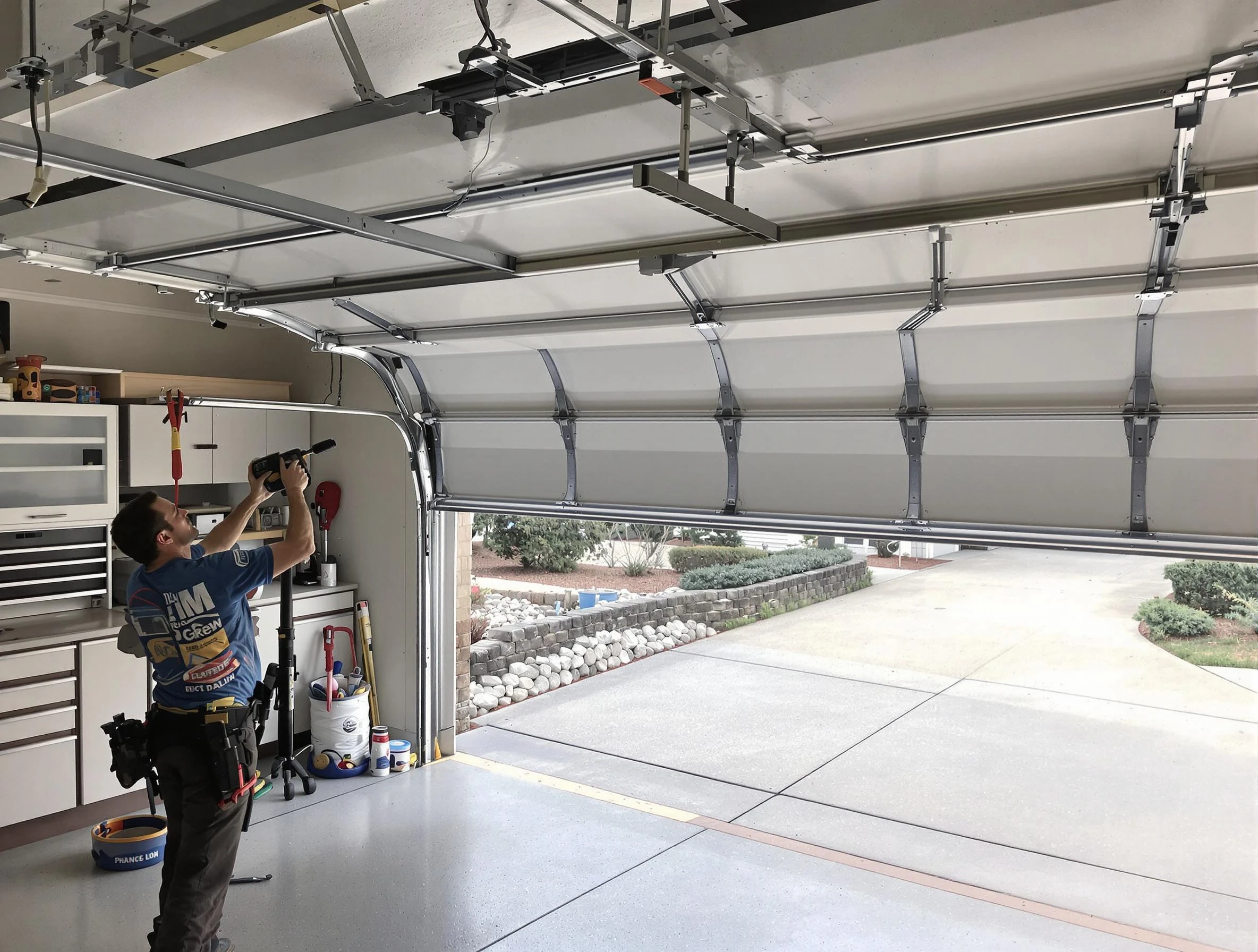 Garage door track repair service by Durham Garage Door Repair in Durham
